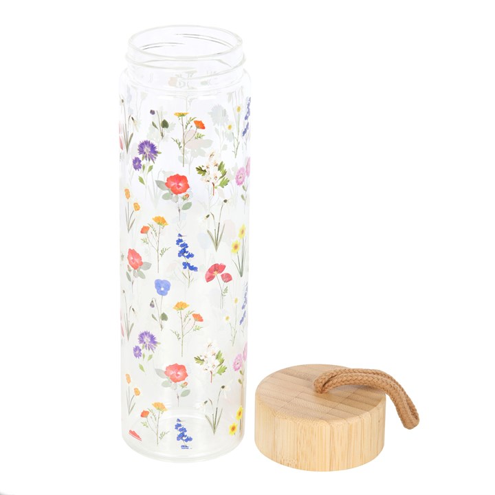 Wildflower Glass And Bamboo Water Bottle - Image 3