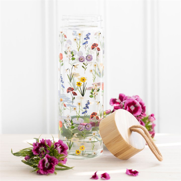 Wildflower Glass And Bamboo Water Bottle - Image 5